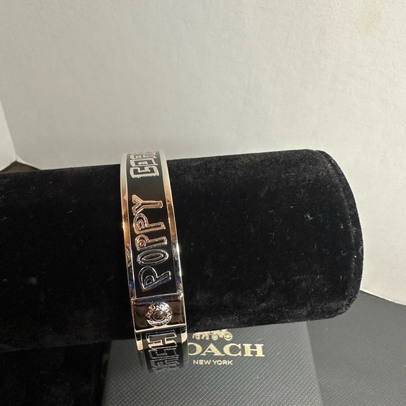 Collectible Coach Poppy Black and Silver bangle - Picture 2 of 3
